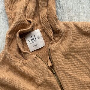 Vild Hooded Zip Knit Sweater - Camel